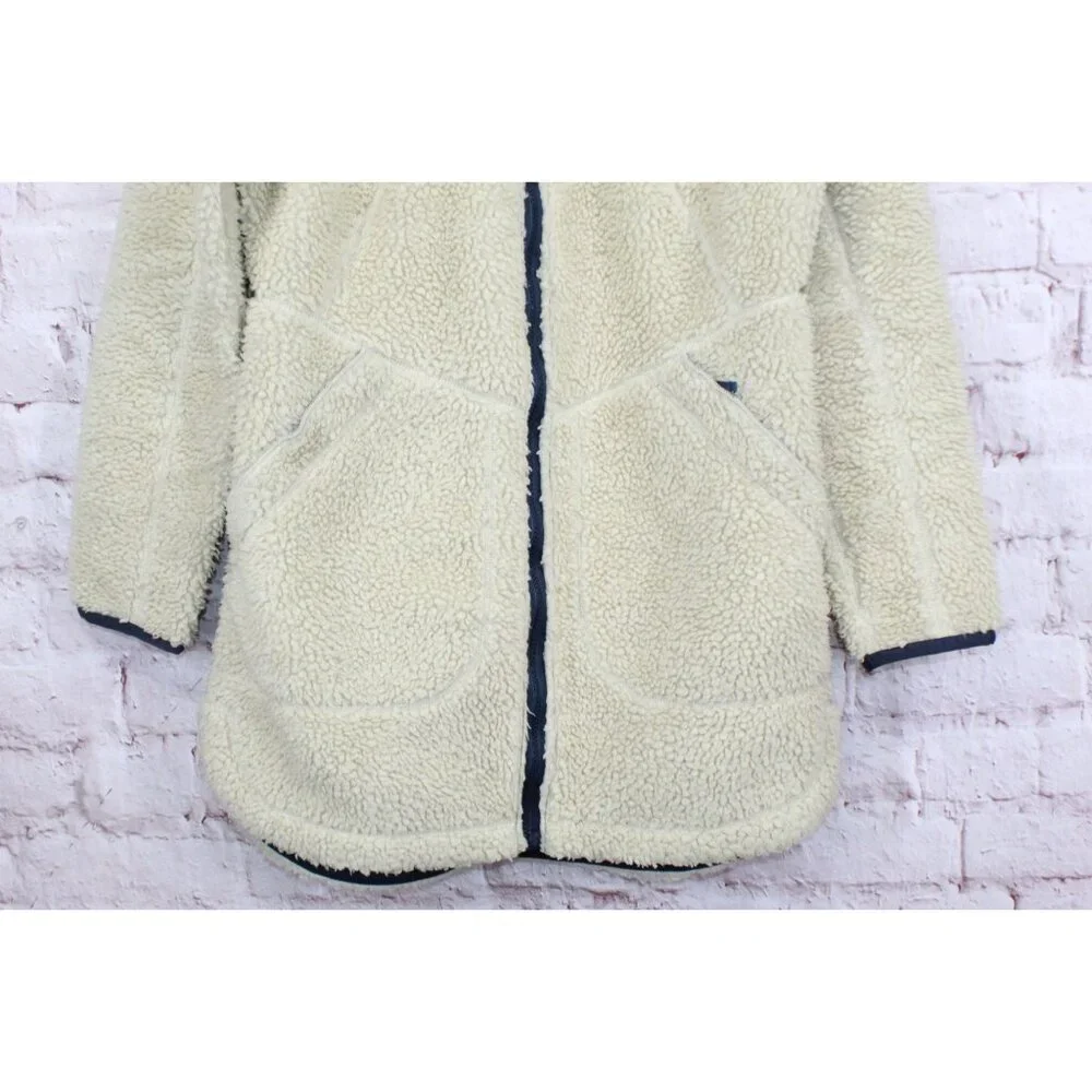 LL Bean Mountain Pile Fleece Coat Full Zip Natural Size S - Picture 3 of 9